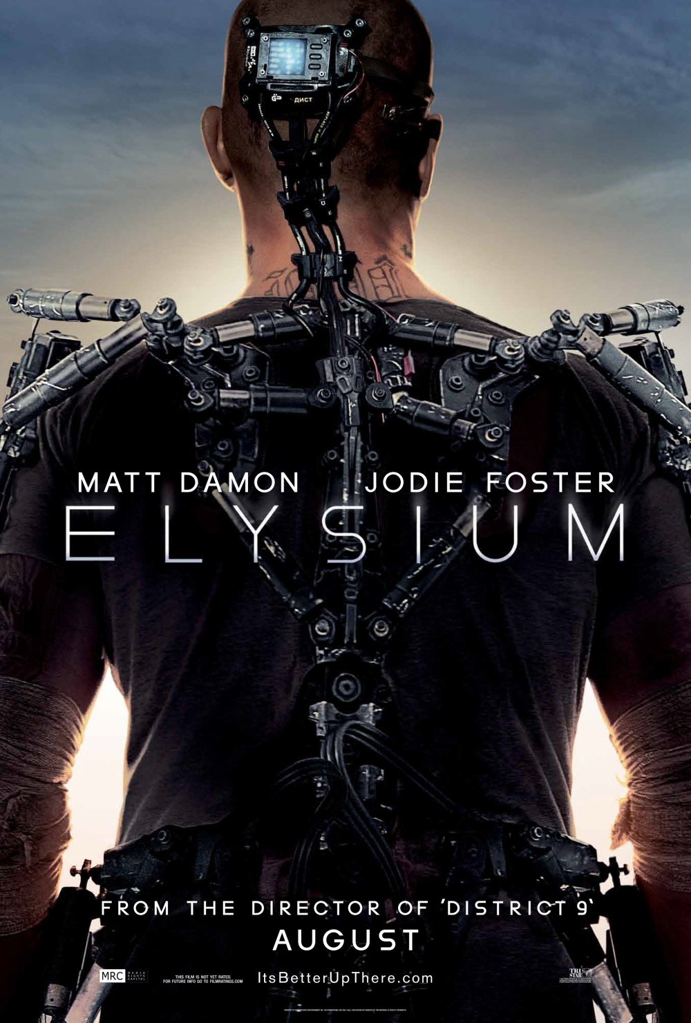Elysium poster Matt Damon exoskeleton Jodie Foster